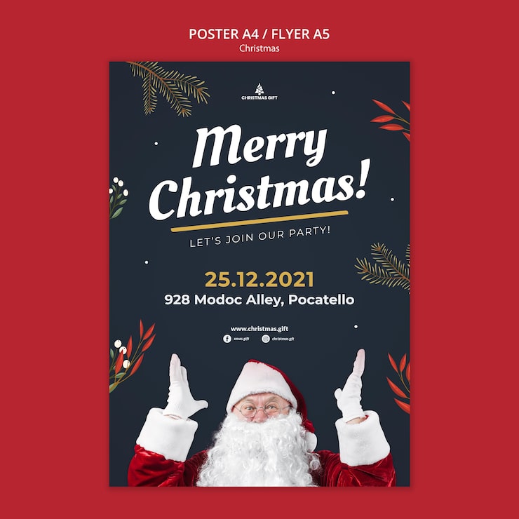PSD Gratis templat poster selamat natal