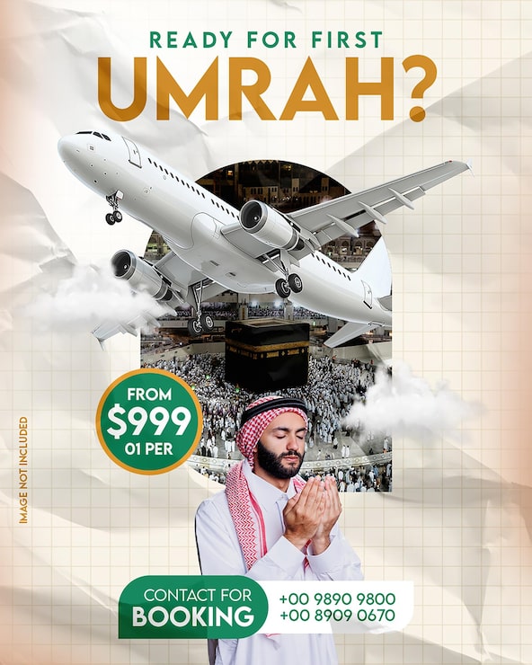 PSD Gratis templat posting media sosial perjalanan haji dan umrah