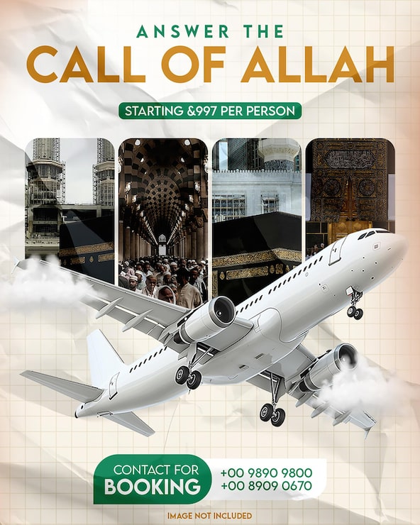 PSD Gratis templat posting media sosial perjalanan haji dan umrah