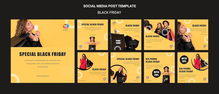 PSD Gratis templat postingan media sosial black friday