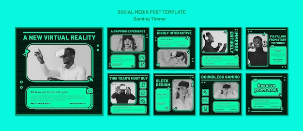 PSD Gratis templat postingan media sosial tema permainan