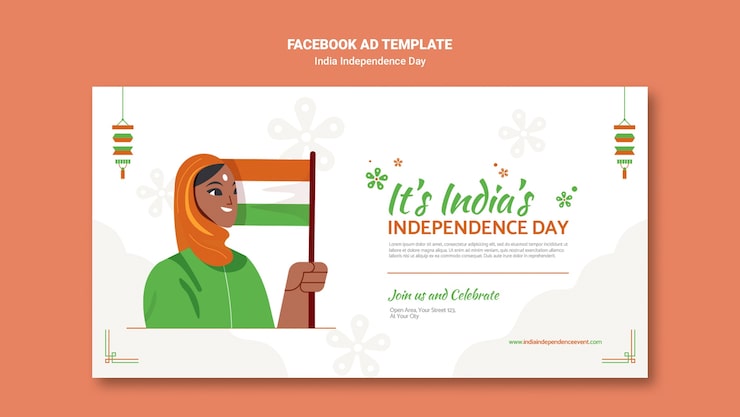 PSD Gratis templat promo media sosial hari kemerdekaan india