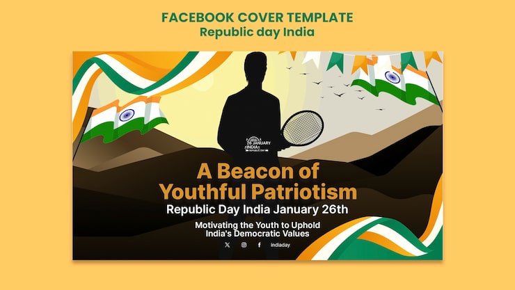 PSD Gratis templat sampul facebook hari republik desain datar