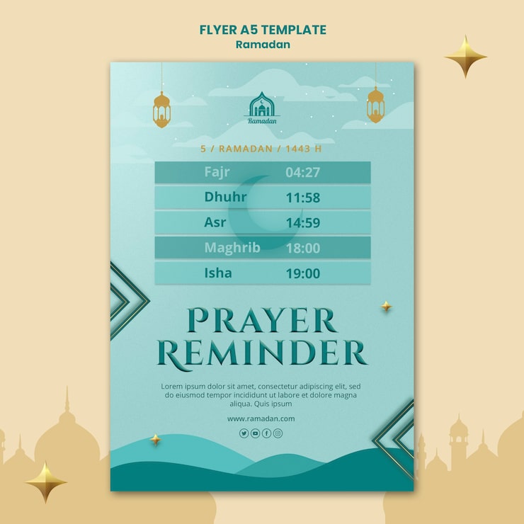 PSD Gratis templat selebaran vertikal untuk perayaan ramadhan