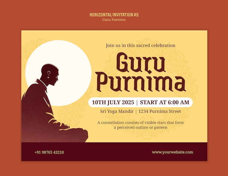 PSD Gratis templat undangan perayaan guru purnima