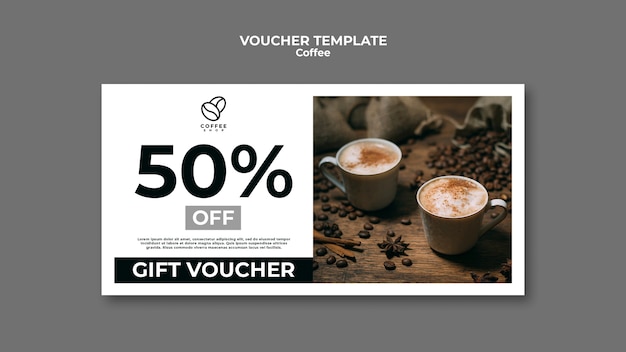 PSD Gratis templat voucher hadiah kopi