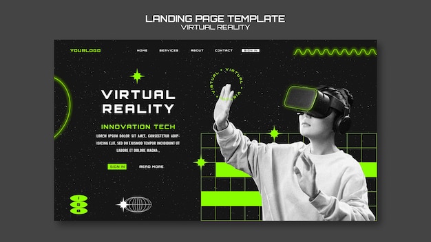 PSD Gratis templat web realitas virtual