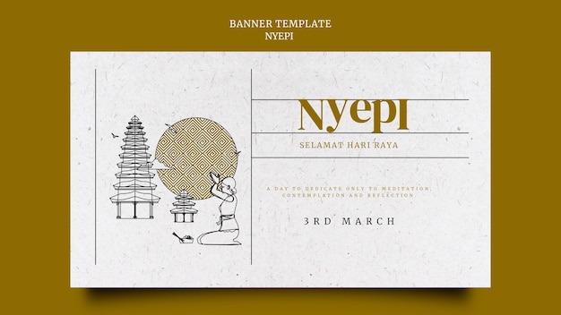 PSD Gratis template banner desain datar nyepi