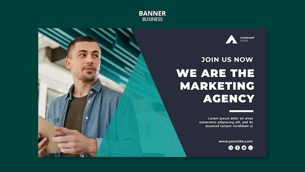 PSD Gratis template banner horizontal agensi pemasaran