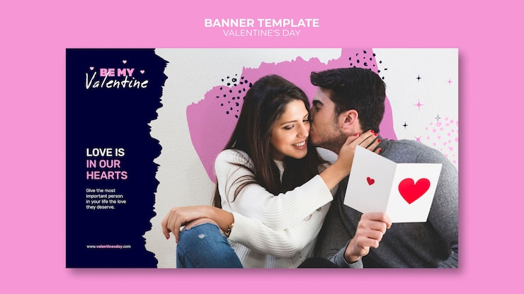 PSD Gratis template banner horizontal hari valentine