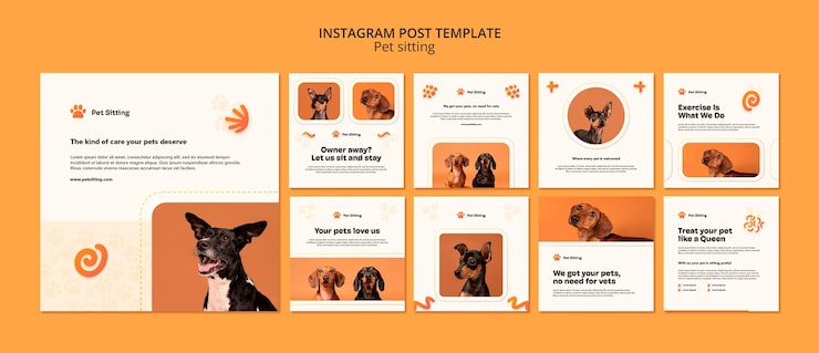 PSD Gratis template desain penitipan hewan peliharaan desain datar