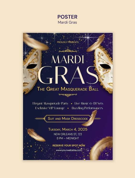 PSD gratuito template per la celebrazione del mardi gras