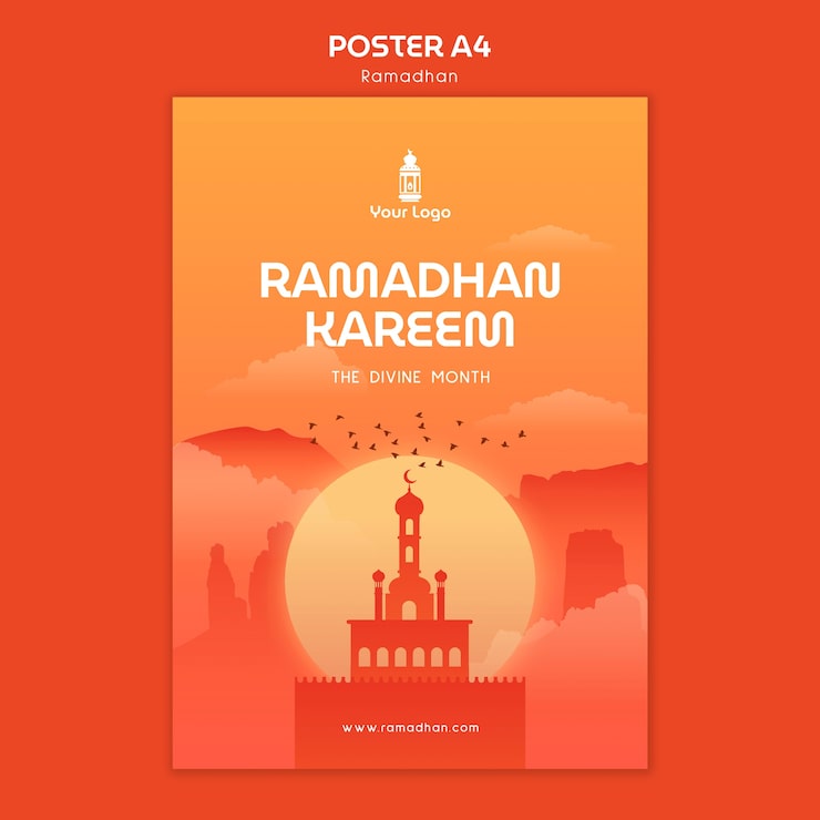 PSD Gratis template poster perayaan ramadan gradien