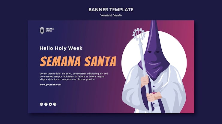 PSD Gratis template spanduk semana santa diilustrasikan