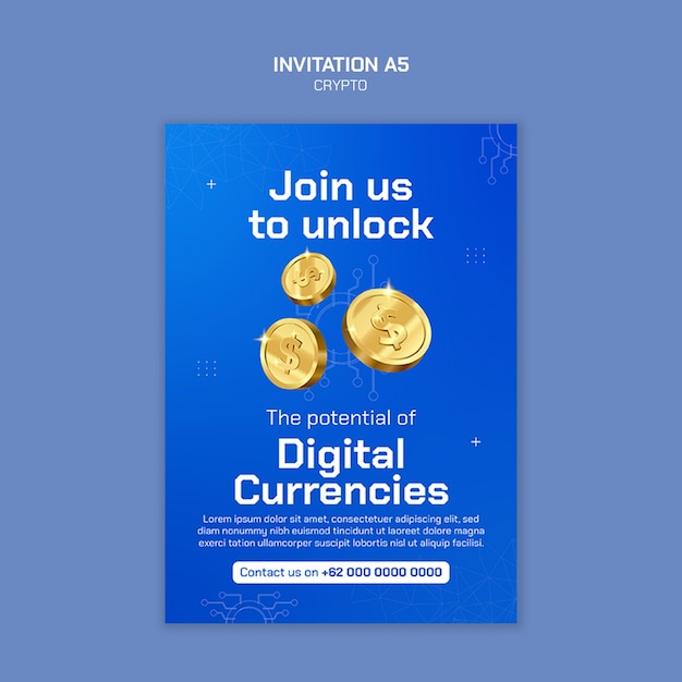 Gratis PSD template voor het concept van een cryptovaluta
