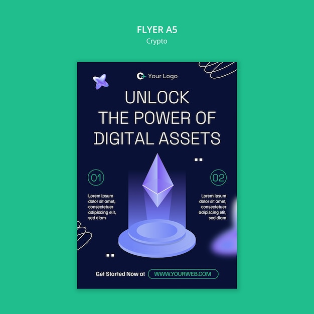 Gratis PSD template voor het concept van een cryptovaluta