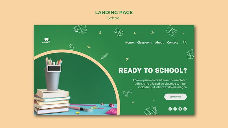 Gratis PSD terug naar school bestemmingspagina sjabloon