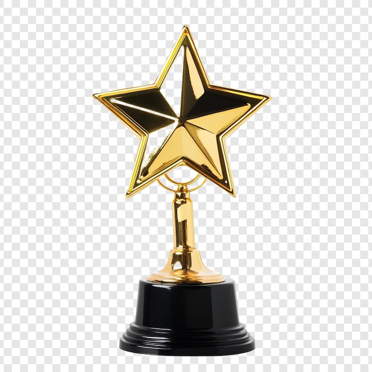 PSD gratuito trofeo de la estrella de oro un símbolo de excelencia y logro