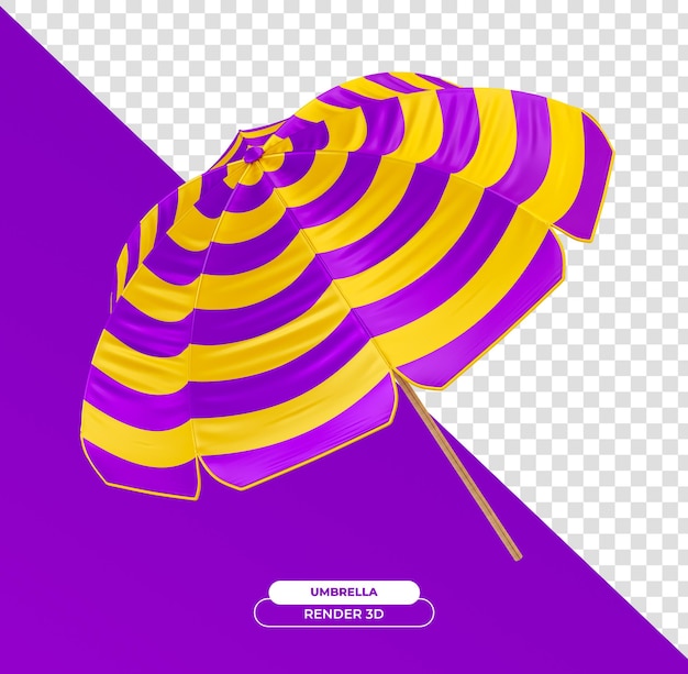 PSD gratuito umbrellone realistico viola e giallo su sfondo trasparente