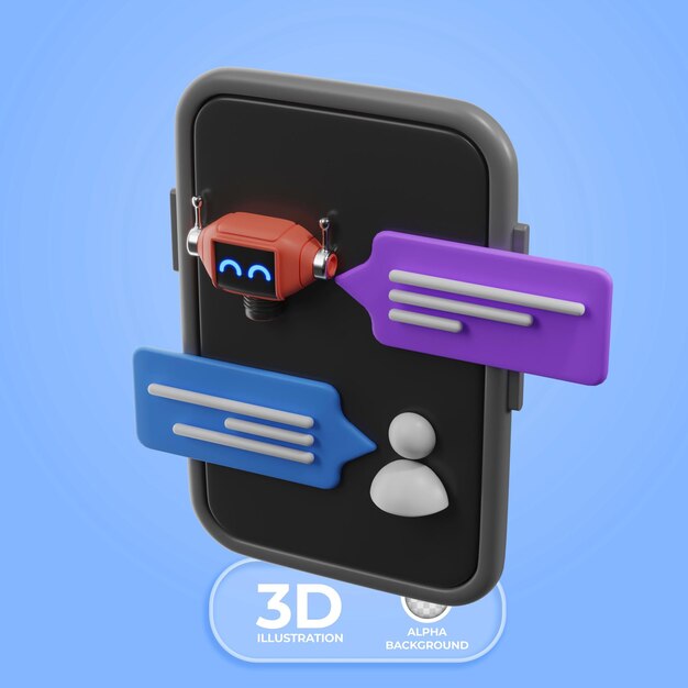 PSD gratuito utilizzare chatbots e assistenti virtuali illustrazione 3d