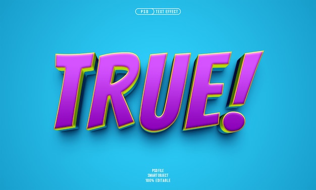 PSD gratuito verdadero efecto de texto editable en 3d