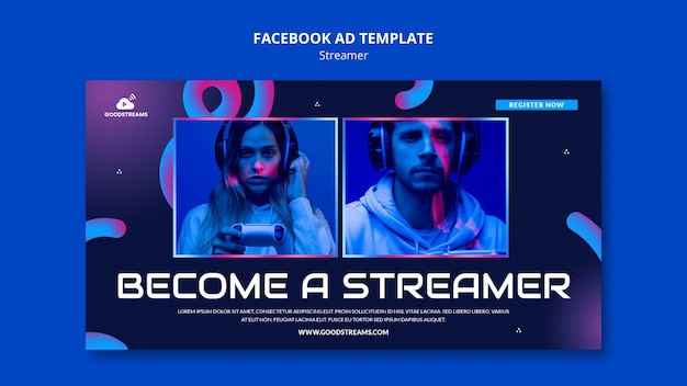 Gratis PSD verloop streamer facebook sjabloon