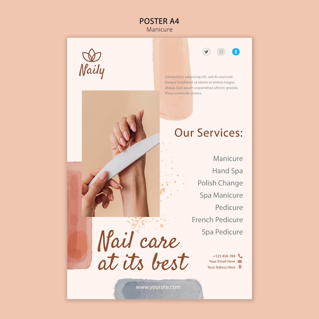Gratis PSD verticale poster sjabloon voor nagelsalon