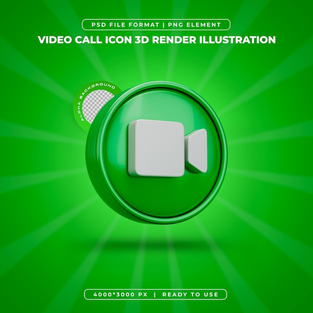 PSD gratuito video call icon isolato 3d render illustrazione