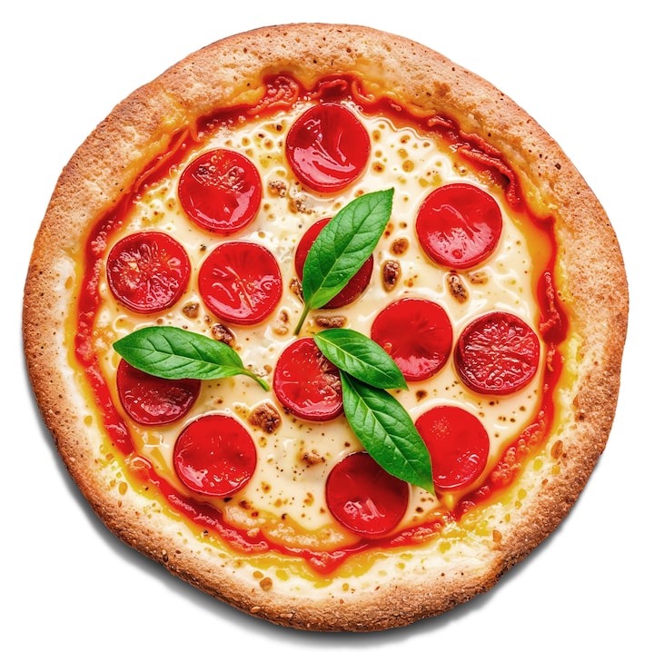 PSD gratuito vista de arriba en una deliciosa pizza