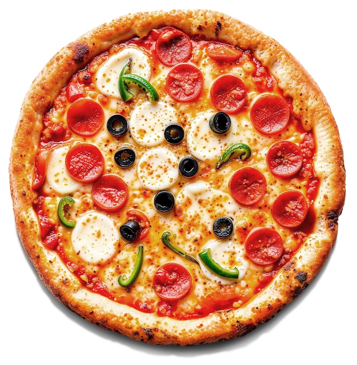 PSD gratuito vista de arriba en una deliciosa pizza