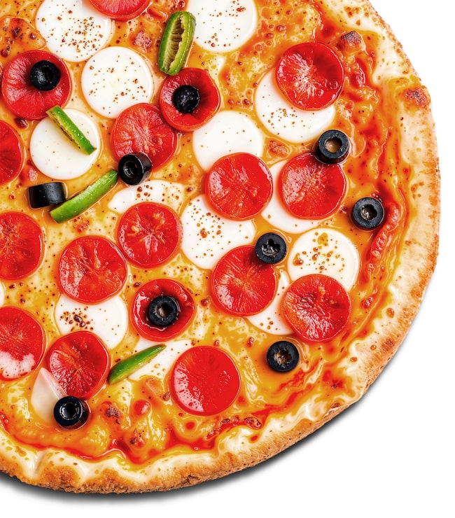 PSD gratuito vista de arriba en una deliciosa pizza