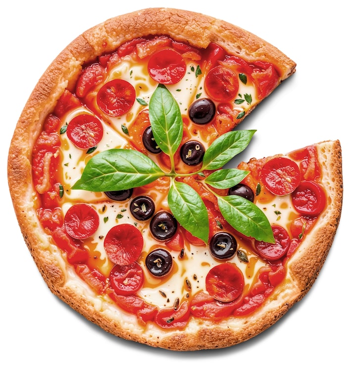 PSD gratuito vista de arriba en una deliciosa pizza