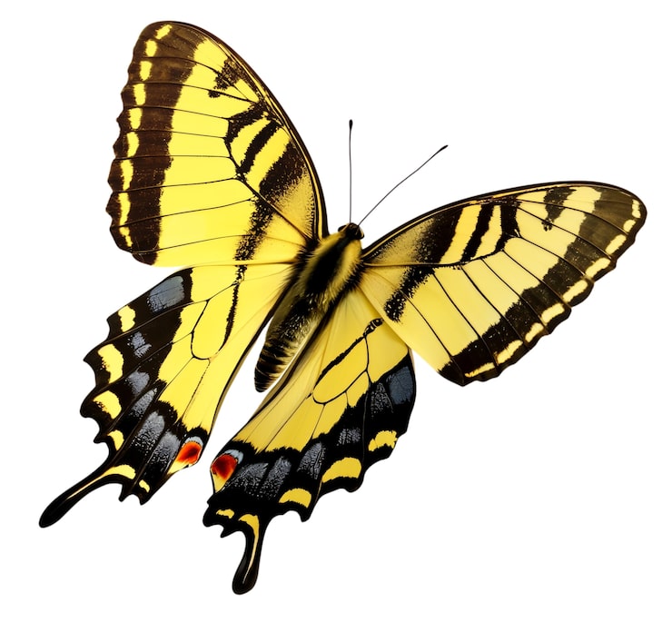 PSD gratuito vista de arriba sobre la mariposa aislada