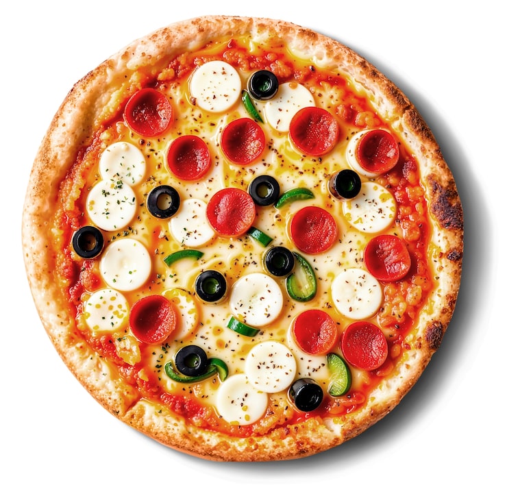 PSD gratuito vista dall'alto di una deliziosa pizza