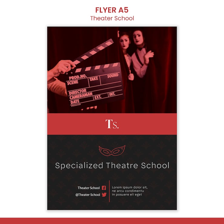 PSD gratuito volantino modello scuola di teatro