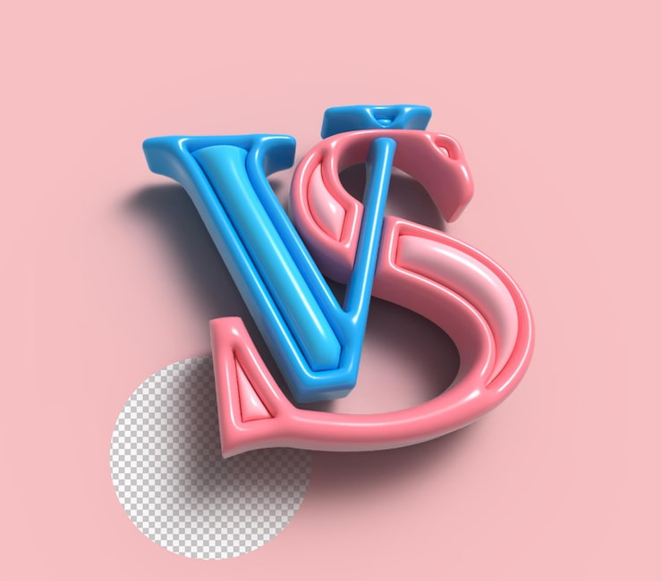 Gratis PSD vs versus teken 3d render bedrijfslogo brief