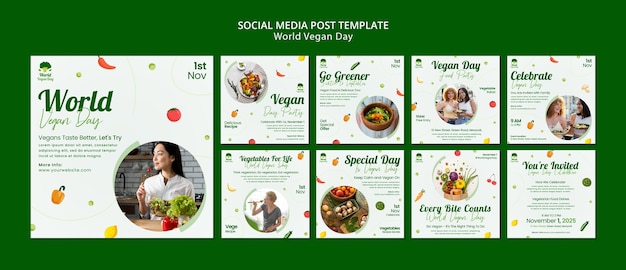 Gratis PSD wereld vegan dag instagram posts collectie