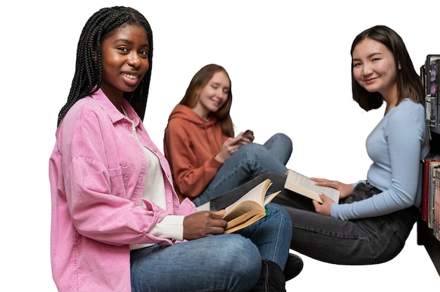 Gratis PSD zijdebeeld van vrouwen die studeren