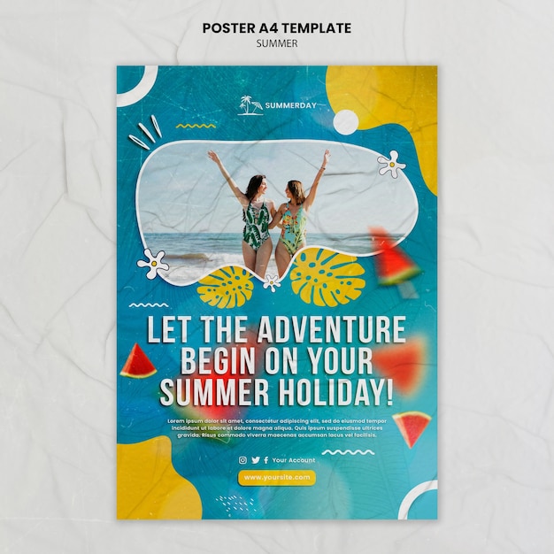 Gratis PSD zomervakantie poster sjabloon