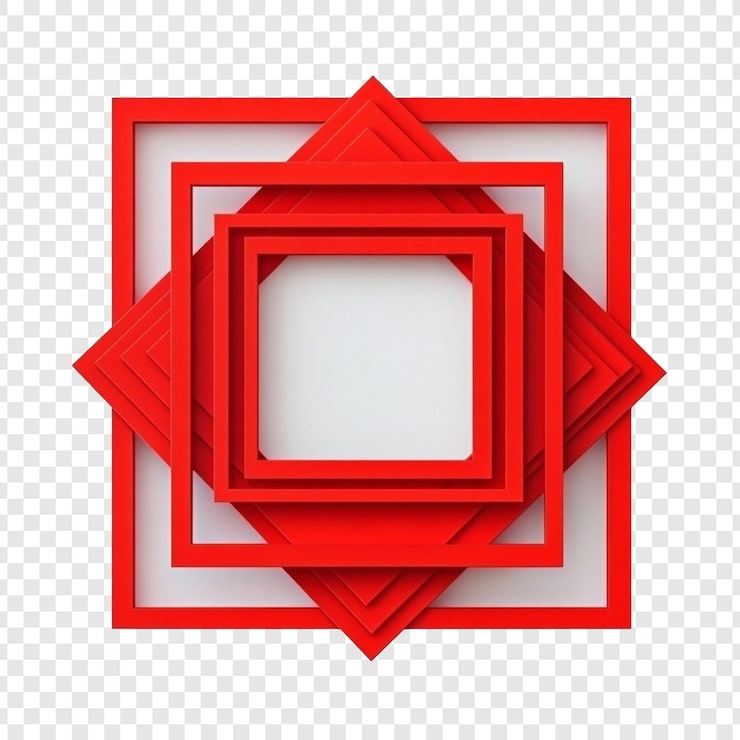 PSD gratuit abstrait conception du cadre carré rouge une composition géométrique 3d en couches