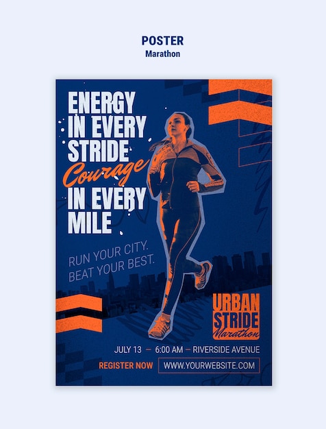 PSD gratuit affiche du marathon urbain