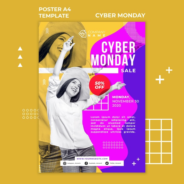 PSD gratuit affiche du modèle cyber monday