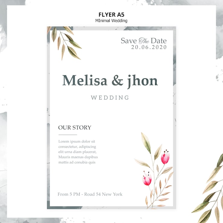PSD gratuit affiche d'invitation de mariage élégant