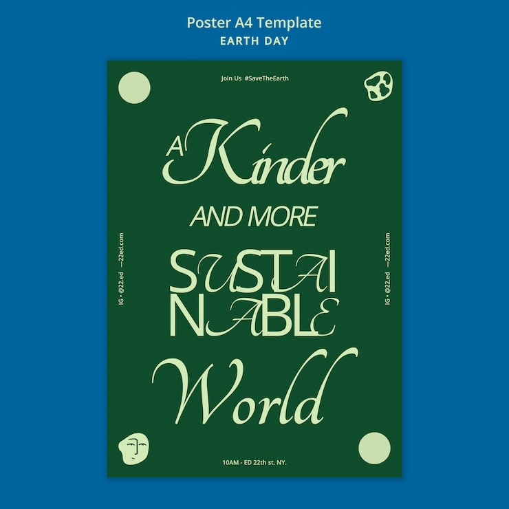PSD gratuit affiche verticale pour la célébration du jour de la terre
