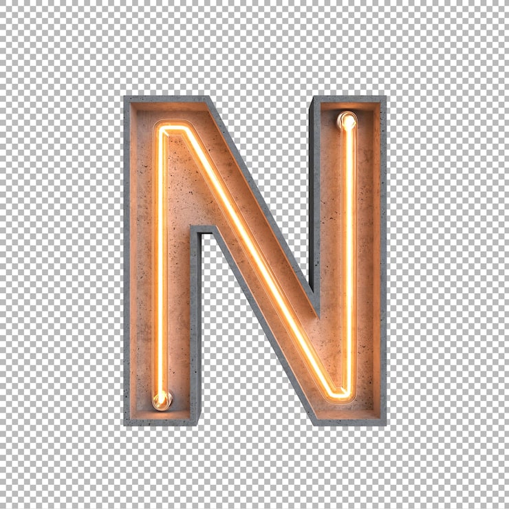 PSD gratuit alphabet néon béton sur fond transparent