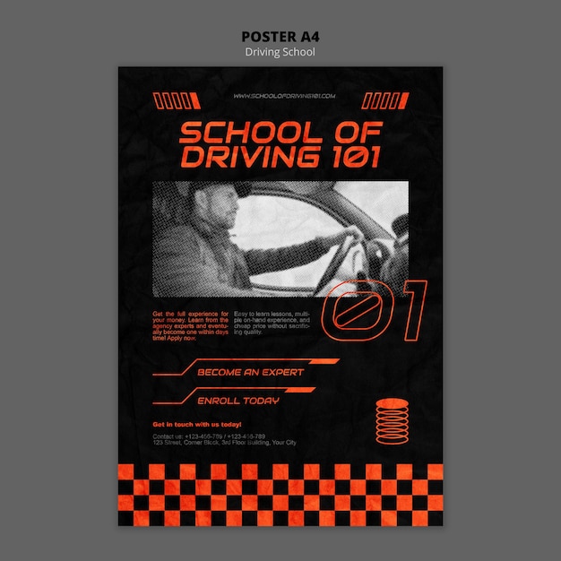 PSD gratuit apprendre à conduire modèle d'affiche