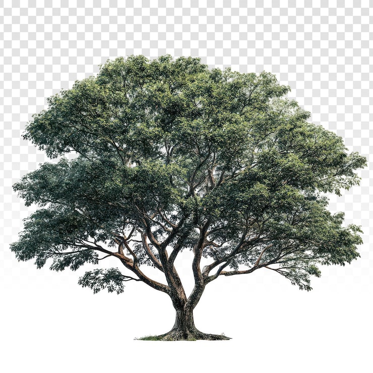 PSD gratuit arbre vert majestueux avec une canopée dense et un tronc visible