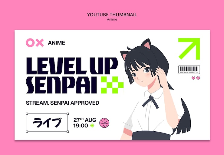 PSD gratuit augmentez le niveau de la miniature de l'anime youtube