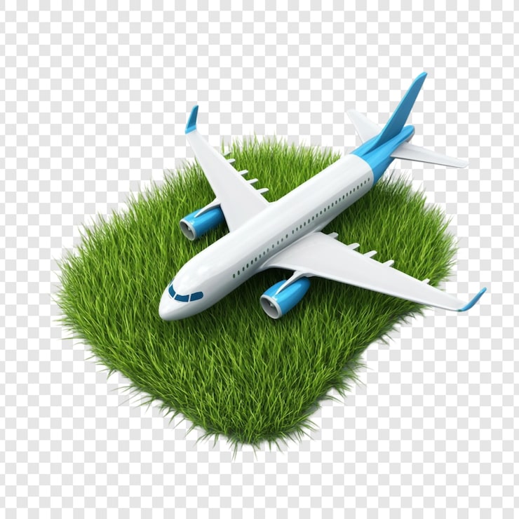 PSD gratuit un avion reposant sur l'herbe verte un voyage paisible dans la nature