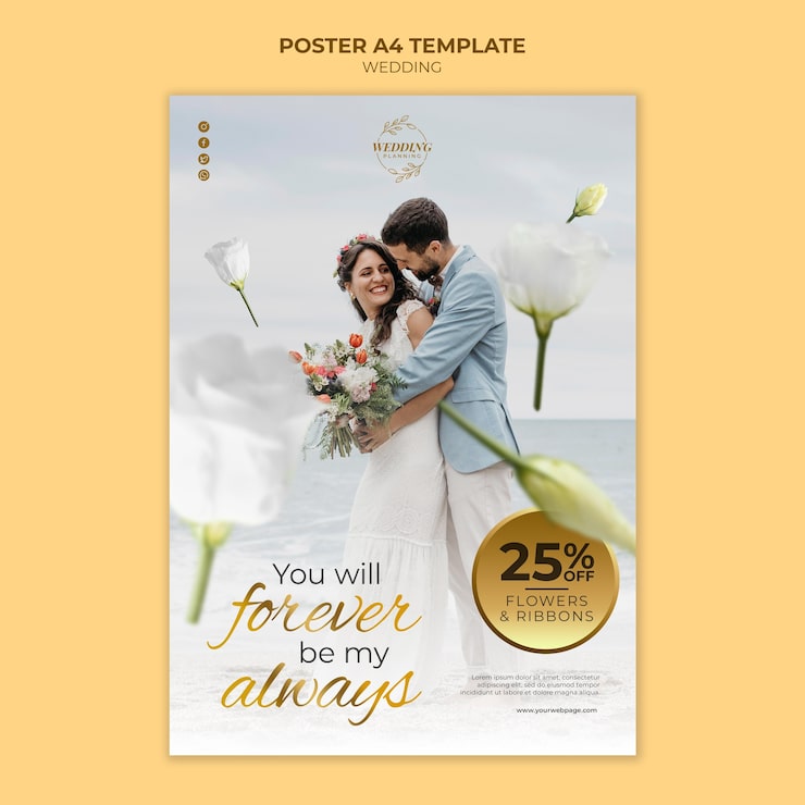 PSD gratuit beau modèle d'impression de mariage